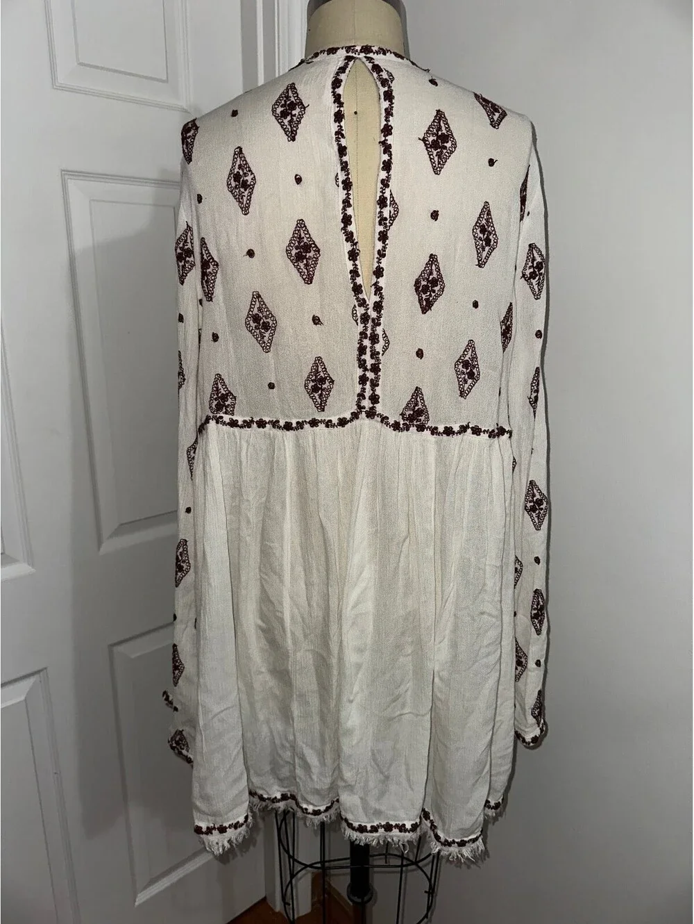 Free People White Boho Y2K Festival Dress Size L/G